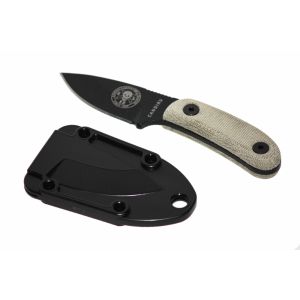 ESEE Knives Black CANDIRU Fixed Blade Knife with Grey Micarta Handles and Black Molded Plastic Sheath